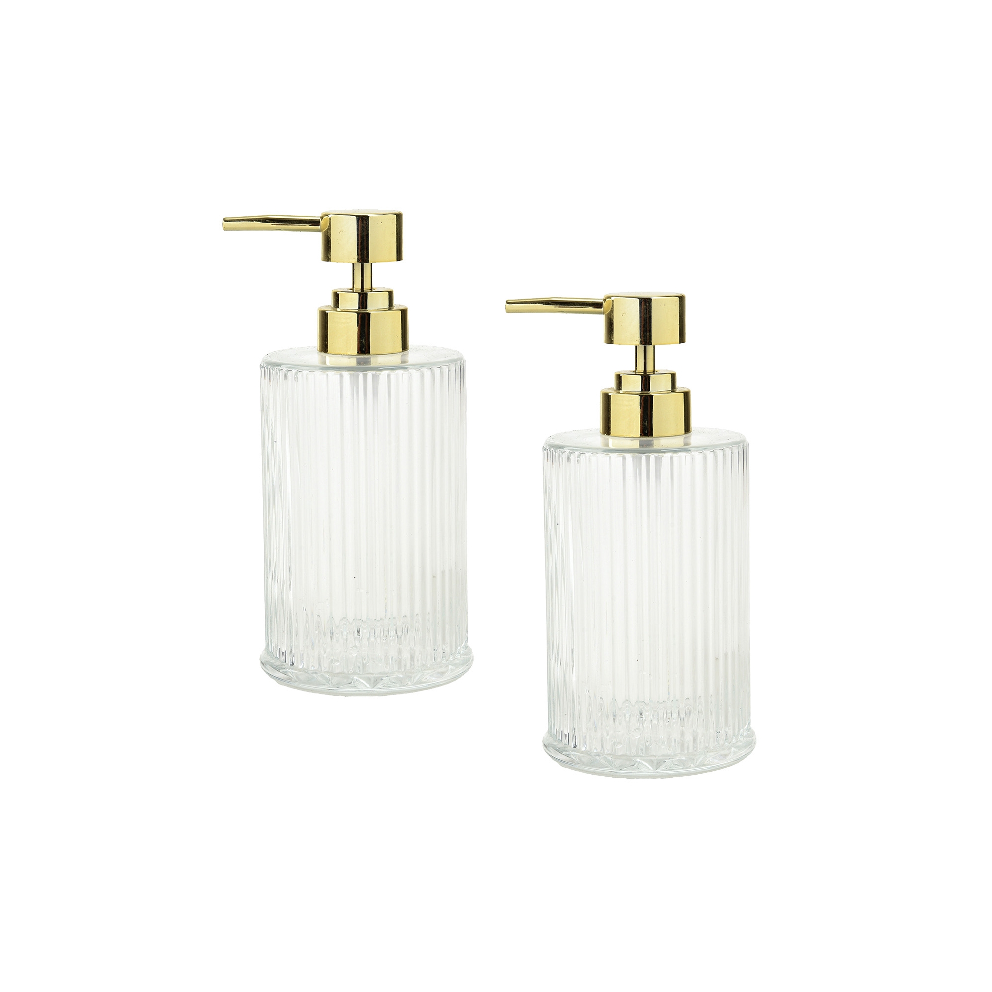 Cameo 2PK Soap/Lotion Dispenser with Rust Proof Stainless Steel Pump, Non-Slip Protective Silicone Feet, Heavy Duty Glass