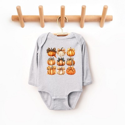 The Juniper Shop Coquette Fall Pumpkin Chart Baby Long Sleeve Bodysuit