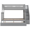 PAGED Twin over Full Bunk Bed Simple Pine Bed Frame with Trundle, Storage Stair and Guardrail for Bedroom - 4 of 4