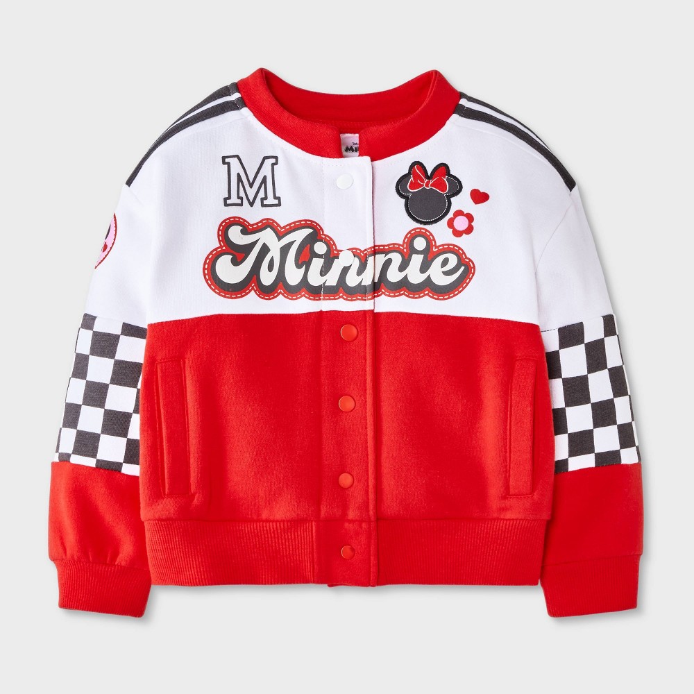 Toddler Girls' Disney Minnie Mouse and Daisy Racing Fleece Jacket - Red 12M