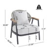 Outdoor Club Chairs with Gray Cushions, Rope Patio Club Chair with Iron Frame and Wood Armrests,Rope Backrest Garden Lounge Club Chair-Koiai - 4 of 4
