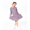 Deux par Deux Girl Organic Cotton Dress with Flounce Hem Blue Apple Print - 2 of 4