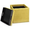 CAVINAS Linen Storage Ottoman Bench,Upholstered Ottoman with Flip Over Serving Tray for Living Room,Bedroom - 4 of 4