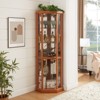 FURNIinspire Corner Curio Cabinet with Side-Hung Glass Doors Shelves, Perfect for Collections, Dark Oak, 16.5"*69.85"*16.5" - 2 of 4