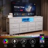 55” Long Dresser for Bedroom TV Stand for 55” to 65” TV White Dresser with 10 Fabric Drawers Entertainment Center with Power Outlet LED Light - 3 of 4