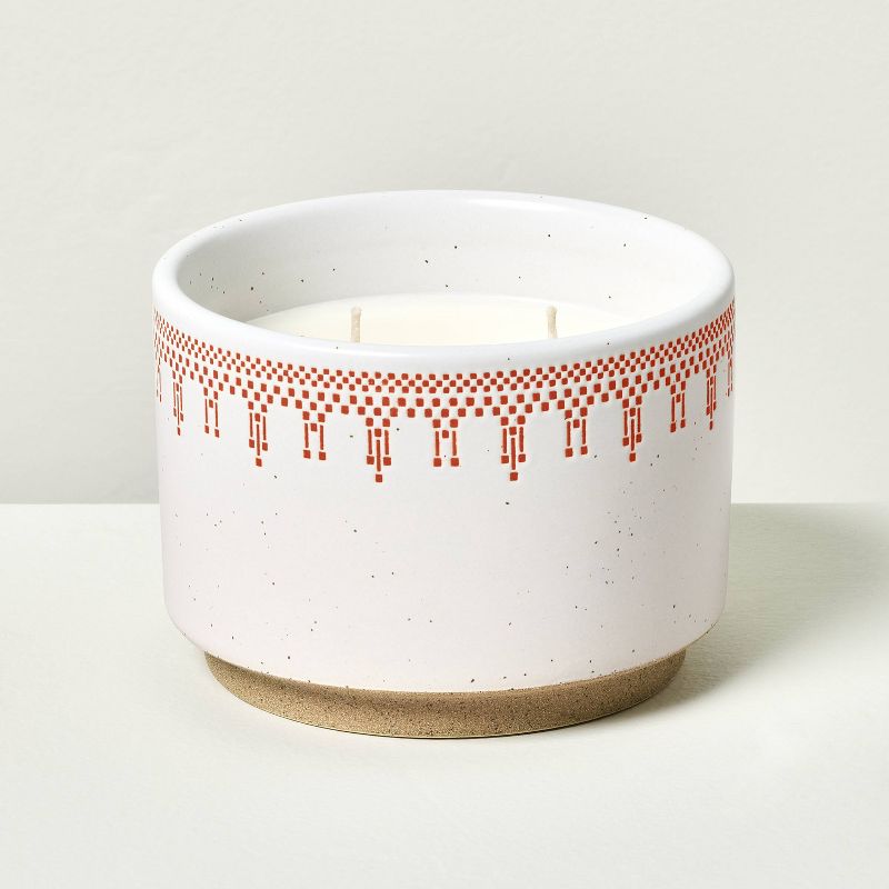 2-Wick Patterned Ceramic Sunkissed Ginger Jar Candle 11.7oz Red - Hearth &#38; Hand&#8482; with Magnolia, 1 of 5