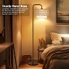 KTMBDW Dimmable Floor Lamp, Arc Floor Lamps for Living Room Modern Standing Lamp with Rattan Linen Shade, Tall Lamp for Bedroom Office - Black - 2 of 4