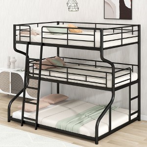NicBex Twin XL over Full XL Bunk Bed Metal Frame Triple Bed Frame with Guardrails, Long and Short Ladders, No Box Spring Required, Space Saving - 1 of 4