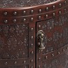 Kensington Hill Hadley Rustic Vintage Wood Round Accent Table 21 3/4" Wide with Storage Shelf Brown Petition Leather Embossed Pattern for Living Room - 3 of 4