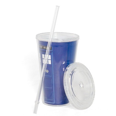 Seven20 Doctor Who 16oz TARDIS Carnival Cup with Lid & Straw