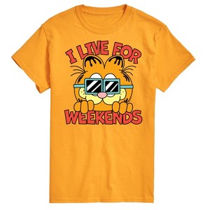 Men's - Garfield - I Live For Weekends Short Sleeve Graphic T-Shirt - 1 of 4