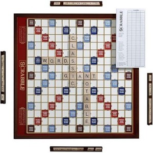 WS Game Company Scrabble Giant Deluxe Edition Board Game with Rotating Wooden Board - 1 of 4