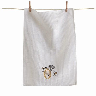 tagltd Busy Bee Ember Waffle Weave Dishtowel