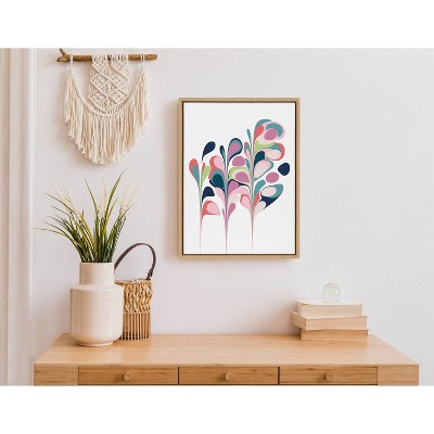 18" x 24" Sylvie Abstract Floral by Apricot and Birch Framed Wall Canvas Natural - Kate & Laurel All Things Decor