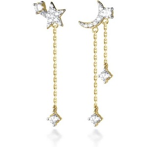 Reffeer Solid 925 Sterling Silver Asymmetric Moon Star Dangle Earring for Women Teen Girls CZ Drop Earrings Tassel Chain - 1 of 4