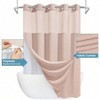 Blush pink no hook shower curtain with snap - in liner, 230gsm waffle weave, 71Wx 74H. - 4 of 4