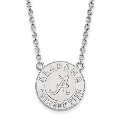 Black Bow Jewelry 10k White Gold Alabama Crimson Tide NCAA Necklace 18 Inch