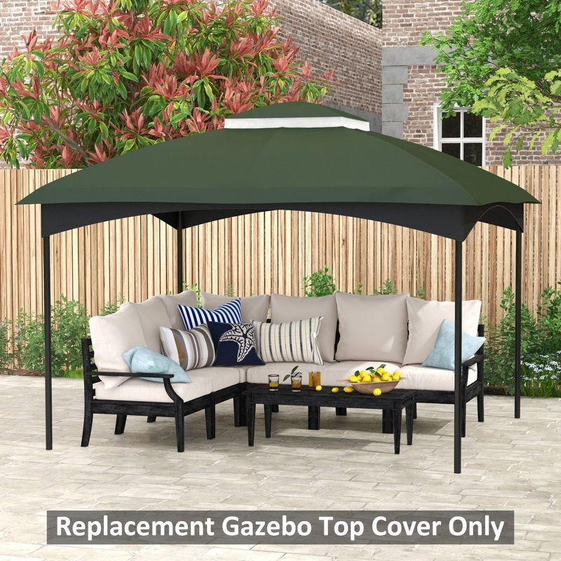 Outsunny 10' x 12' Gazebo Canopy Replacement, 2-Tier Outdoor Gazebo Cover Top Roof with Drainage Holes, (TOP ONLY), Green, 3 of 7