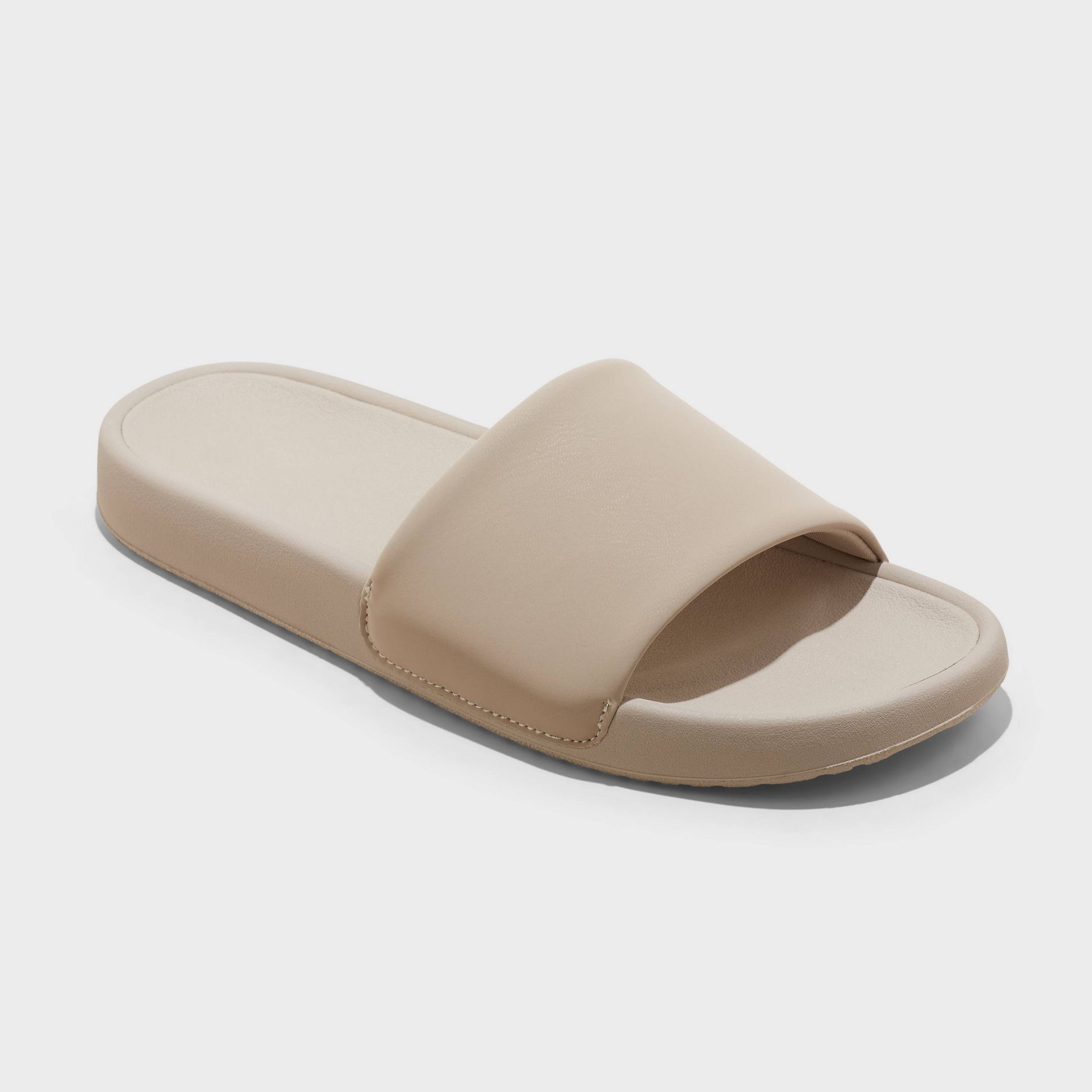 Women's Makenna Slide Sandals - All In Motion™ Taupe 7: Slip-On Open Toe, EVA Insole, Treaded Outsole, Medium Width