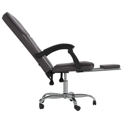 Gray Faux Leather Reclining Office Chair with Adjustable Height