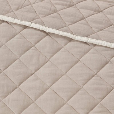 Ivory and Khaki Cotton Diamond Quilted Daybed Set