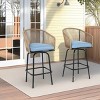 Outdoor Bar Stools Set of 2, , All Weather Rattan Bar Chairs with Backrest, for Backyard, Garden, Pool, Balcony and Deck-Coolbibila - 2 of 4