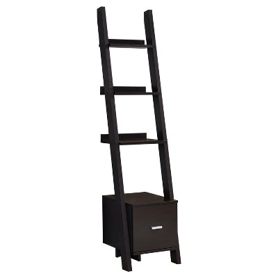 Monarch Specialties Bookshelf Bookcase Etagere Corner Ladder 69InchH Office Bedroom Laminate Brown Contemporary Modern