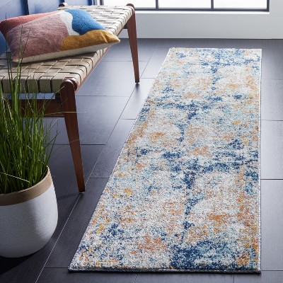 Gray Abstract Stain-Resistant Synthetic Runner Rug, 24" x 4"