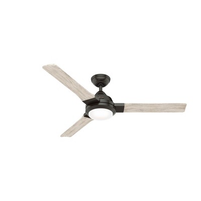 Hunter Fans 54" Leti Ceiling Fan Noble Bronze with Integrated Light, Weathered White Birch Blades, 3 Blades, Dry Rated