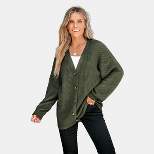 Women's Forest Green V-Neck Buttoned Cardigan - Cupshe