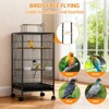 40" Large Standing Bird Cage, Metal Parrot Cage with Wood Perches & Pull Out Tray, Flight Bird Cage with Water Bottle & Feeder for Parakeet - 4 of 4