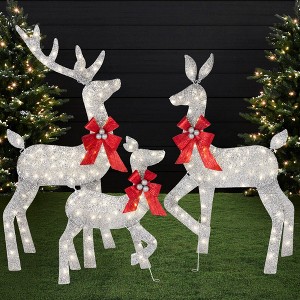 Best Choice Products 4ft 3-Piece Lighted 2D Christmas Deer Set Outdoor Yard Decoration w/ 175 LED Lights, Stakes - 1 of 4