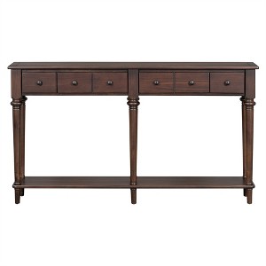 Tramull Retro Entryway Table with 4 Drawers & Shelf, Vintage Console Table for Hallway, Living Room - 1 of 4