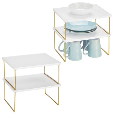 Mdesign Metal Kitchen Shelf Stackable Organizer Storage Rack, 2 Pack,  Chrome : Target