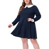 Agnes Orinda Women's Plus Size Long Sleeve Peter Pan Collar Elegant Formal Midi Flare A Line Dresses - 2 of 4