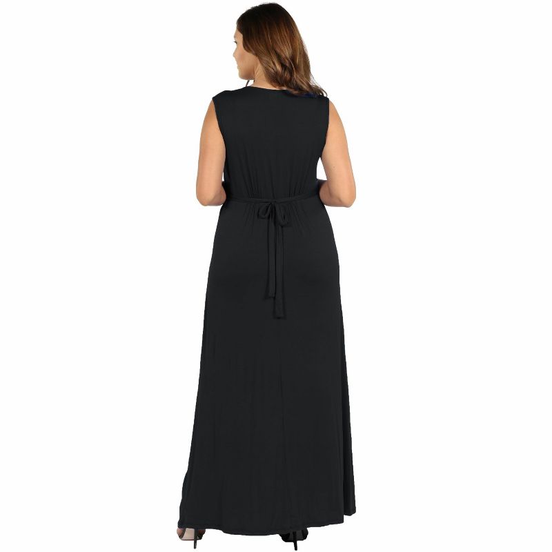 24seven Comfort Apparel Sleeveless Empire Waist Plus Size Maxi Dress, 3 of 5
