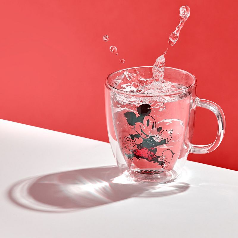 JoyJolt Disney Mickey Mouse Glitch Double Wall Glass Mugs - 13.5 oz - Set of 2, 4 of 7