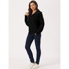 Seta T Women's Casual Long Sleeve Half Zip V Neck Collar Ribbed Knit Sweater - 3 of 4