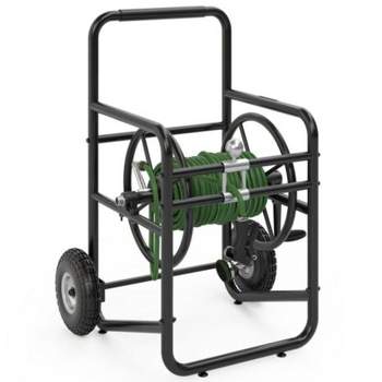 Suncast Professional Portable 200 Foot Hose Reel Cart with Wheels for Landscaping, Yard, Garden, & Utility Use, Black
