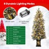 4.5 Ft PreLit Artificial Christmas Tree with Lights,Snow Flocked,Traditional Green Design,Include Elk Base and Berries for In/Outdoor Holiday Decor - 2 of 4