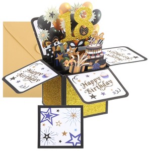 Unique Bargains 3D Handcrafted Pop-Out Funny Greeting Card Black Gold - 1 of 4