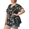 Agnes Orinda Women's Plus Size Ruffle Neck Floral Wrap Tie Waist Blouse - 2 of 4