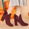 Allegra K Women's Round Toe Bow Decor Chunky Heel Ankle Boots - 2 of 4