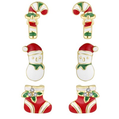 Liv & Ava 3 Set Holiday Earrings Red