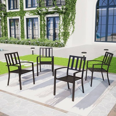 4pc Patio Stackable Metal Dining Chairs - Captiva Designs: Weather-Resistant, Comfort Seating