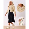 Allegra K Women's Faux Fur Fluffy Collar Cropped Winter Warm Outwear Casual Coat - 2 of 4