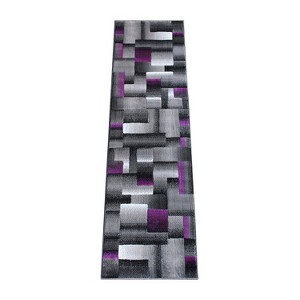 Emma and Oliver Modern Cubist Olefin Accent Runner Rug in Gradient Shades with Natural Jute Backing - 1 of 4