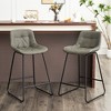 Beautyolove 26 in. Gray Faux Leather Upholstered Counter Height Bar Stool Swivel Counter Stool - 3 of 4