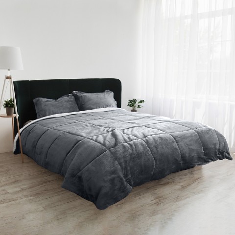 Catalonia Queen Size Fleece Comforter Set, Ultra-soft Reversible Fluffy Micromink Bedding Set-3 Pieces, 1 Comforter and 2 Pillow Shams