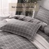 Gray Set of 3 Duvet Cover Set, 1200 TC Luxury Microfiber, Zipper Closure, Plaid Design for Modern Home - 4 of 4
